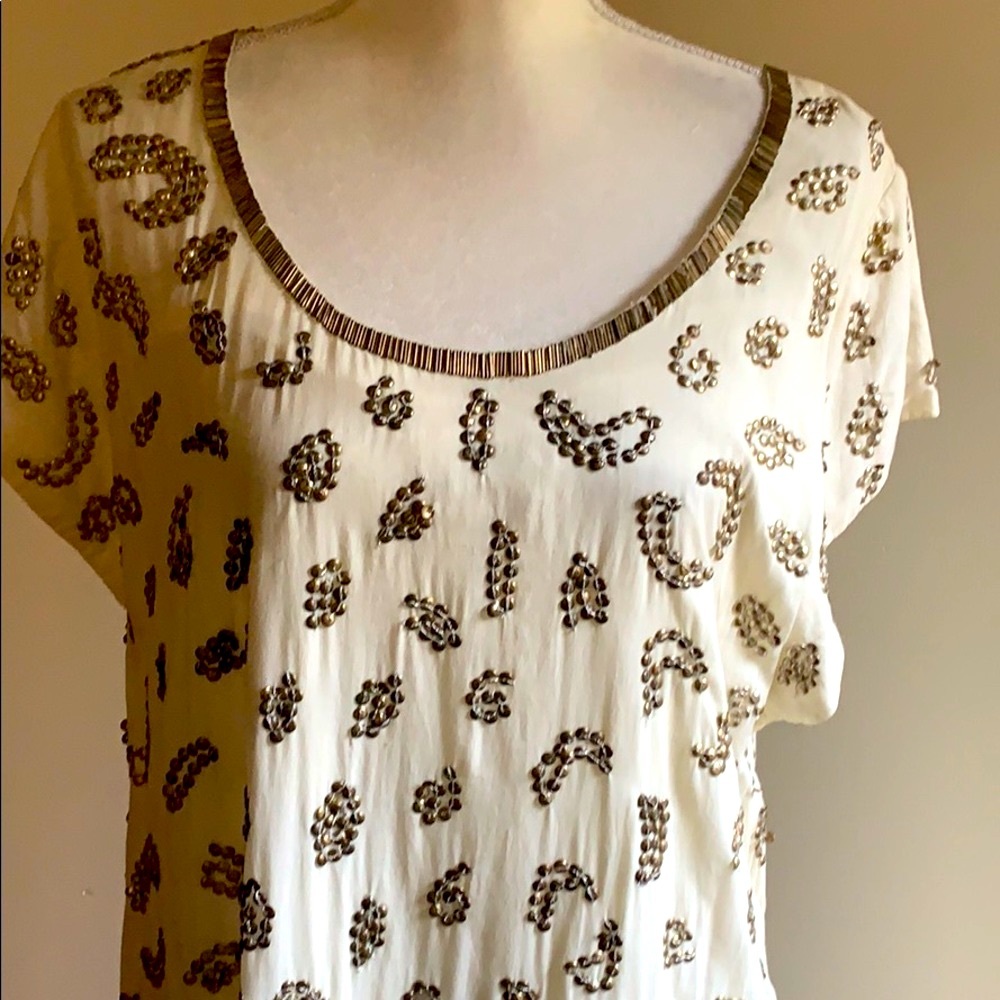 French connection short sleeved beaded dress.